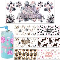 Cute Dog Mom style easy peel waterproof Party DIY Decals 3D transfers uvdtf tumbler seal stickers 16oz uv dtf cup wraps