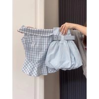 Sweet Youthful Blue Flower Bud Short Skirt Pants Women's Summer 2025 New Korean Design High-End Feeling Two-Piece Trendy Set