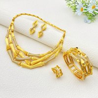 Flora Zircon Women's Jewelry Set Gold Plated Brass Arab Africa Design Luxury Ring Bracelet Necklace Earrings