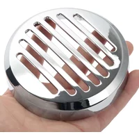 Motorcycle 9cm/3.5" Chrome Round Slotted Grille Horn Cover for Honda Cruiser Bikes Shadow VT1100/750 VT/VLX 600 VTX1300C 1800C
