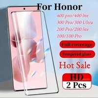 2Pack 9D Curved Screen Tempered Glass for Honor 400 Lite 400/400 Pro/300 Pro/200 Pro 300 Ultra 200 Lite 100 HD Protective Film