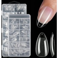 120/600pcs Short Almond Soft Gel Clear Nail Tips Half Matte Full Cover Nail Tips Acrylic Pre-Buffed Press-On False Nail Tips