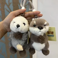 Cute Sea Otter River Otter Plush Pendant Soft Stuffed Animal Bag Charm Kawaii Praying Otter with Shell Plushie Backpack Decor