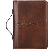 Bible Cover for Men, Zippered, A5 Notebook Cover, Leather Bible Book Protective Case Planner Cover with Handle and Back Pocket