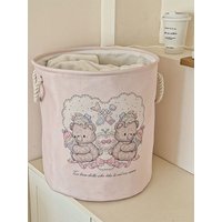 Pink Large Capacity Laundry Hamper Fabric Doll Storage Basket Multi-Functional Cartoon Character Toy Organizer Bin