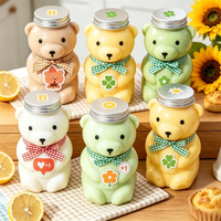 350/500ml Cartoon Bear Transparent Portable Bottles Cute Reusable Drink Containers for Bubble Tea Juice Milkshake Party Supplies