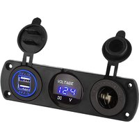 12-24V Cigarette Lighter Socket Splitter 3 in1 Waterproof 4.2A Dual USB Charger Socket Panel LED Voltmeter for Car Boat Truck