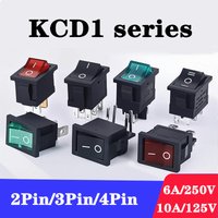 10 Pcs KCD1 2/3/4Pin 15mm x 21mm ON - OFF Boat Car Power Switch 6A 250V AC 10A 125V AC with Red Green Indicator Lights