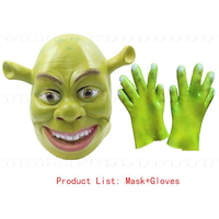 Movie Green Monster King Shrek Cosplay Mask Headset Gloves Halloween Makeup Ball Party Funny Adult Latex Cartoon New