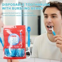 10/30/50Pcs Disposable Toothbrush With Bursting Beads Travel Toothbrushes With Toothpaste Tongue Scraper Toothpick Kit