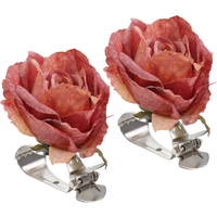 2Pcs Blue Modern Curtain Tiebacks With Rose Flower Clips For Drapery Decorative Accessories Home Hotel Decoration Buckle Drapery