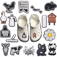 1-16PCS PVC Farm Animal Shoe Charms Kawaii Cow Chicken Dog Cat Garden Shoes Button Decorations Slipper Accessories Kid Xmas Gift
