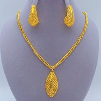 Luxury Ethiopian Jewelry Set For Women Gold Plated Twisted Necklace Earrings Indian Dubai African Bridal Wedding Party Gift