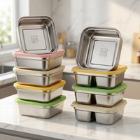 Fruit Vegetable Storage Container Stackable Large Capacity 304 Stainless Steel Fridge Sealed Fresh-keeping Box Microwave Safe