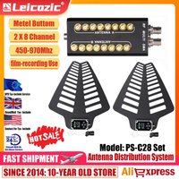 Leicozic 2x8-Channel Signal Amplifier Splitter PCS8 + LFA Active Antenna RF Distributor For Bodypack Portable Wireless Microfone