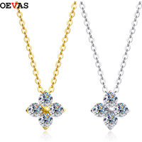 OEVAS 100% 925 Sterling Silver 0.4CT Moissanite Diamond Pendant Necklace For Women Sparkling Clavicle Chain Party Fine Jewelry