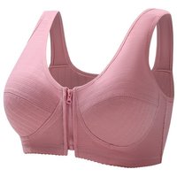 Women's Soft Comfortable Front Zipper Opening Without Steel Ring Bra Comfortable Seamless Gathering Anti Sagging Vest Style Bra