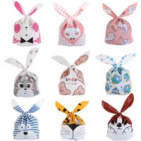 10/25/50pcs Plastic Candy Bags Cookie Cute Carton Rabbit Ear Bags Biscuits Snack Baking Packing Supplies Kids Gifts Wholesale