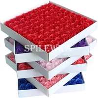 81pcs Three-Layer No Flower Base Rose Flowers Heads Decor Flower Box Essential Wedding Bouquet Valentine'S Day Artificial Flower