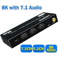 8K@60Hz HDMI Audio Extractor with 7.1 Channel 4K@120Hz HDMI2.1 to 7.1CH Optical Coaxial 3.5mm Audio output HDCP2.3 HDR10 VRR