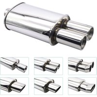 Universal Stainless steel Exhaust Pipe Muffler Straight exhaust Single/double Outlet With tailpipe Car Modification