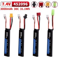 7.4V 2S 3000mAh 30C Water Gun Airsoft 452096 LiPo battery T/TIMA/XT30/SM Plug for Airsoft BB Air Pistol Electric Toys Guns Parts