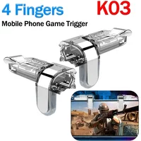 K03 Mobile Phone Game Trigger Controller 4 Fingers PUBG Gamepad Joystick Aim Shooting L1 R1 Alloy Key Button for iPhone Android