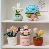 Cute Tulip Hydrangea Plush Planter Doll Daffodil Flower Stuffed Toy,Decorative Floral Pillow Home,Artificial Potted Plant Gift