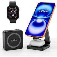 25W Qi2.2 Magnetic Wireless Charger, 3 in 1 Qi2 25W Foldable Fast Wireless Charging Stand with Strong Magnetic for iPhone 16/17