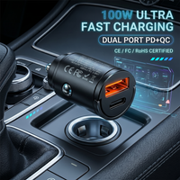 Stealth USB C Car Charger Dual Port PD QC 3.0 Fast Charging Adapter Flush Mount Metal Car Charger Plug For iPhone 17 16 Pro Max
