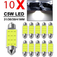 10 Pcs Car Interior Ceiling Lights, Reading Lights, Trunk License Plate Lights, Cob C5W Led Bulbs, 12V Car Ceiling Lights/Interior Lighting/Reading Lights, 31mm 36mm 39mm 41mm