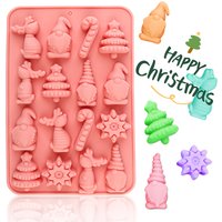 Christmas-Themed Silicone Baking Molds: Featuring Classic Holiday Shapes Such as Santa Claus, Reindeer, Christmas Trees, Candy Canes, and Snowflakes, Suitable for Making Chocolates, Cake Decorations,