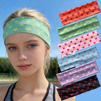 1pcs European and American Valentine's Day Sweet Heart Print Wide Elastic Headband Versatile Fashion Headscarf Daily Sports Yoga