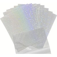 20 Sheets Sand Stars Holographic Sticker Paper A4(8.3x11.7inch) Size Glitter Clear Holographic Overlay Laminating Film Self Adhe
