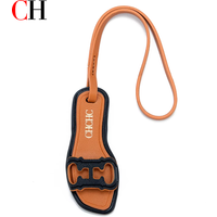 CH Slipper Shaped Bag Charm Keychain PU Leather Mini Sandal Pendant Lanyard Handbag Accessory for Women