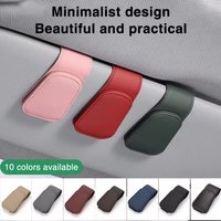 Universal Sun Visor Clip Sunglasses Holder Car Glasses Mount Microsoft Leather Eyeglasses Hanger Ticket Clip PU Glasses Case