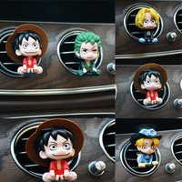 7cm One Piece Luffy and Zoro Figurine Car Vent Air Freshener Cartoon Model Ornament Accessory Cute Birthday Gift