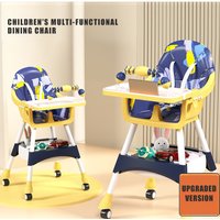 Multi-functional Baby Dinning Chair and Table Portable Children's Foldable Feeding Chair with Brakeable Universal Wheel