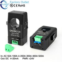 QNDBK2-24 AC 1A 5A 10A 20A 50A 100A 4-20mA Current Sensor Split Core Current Transmitter Clamp CT Current Transformer Transducer