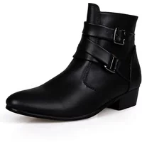 Brand Men's Boots Designer British Style Men Chelsea Boots High-top Buckle Strap Formal Shoes High Quality Men Motorcycle Boots