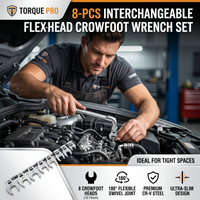 8Pcs Metric Wrench 3/8 in Interchangeable Head Movable Open-End Head Quick Ratchet L Wrench Ox Horn Open-End Dual-Purpose Wrench