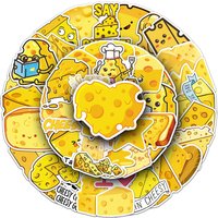 50/100PCS Cartoon Cheese Stickers Food Graffiti Decoration Notebook Water Bottles Storage Box Stationery Stickers