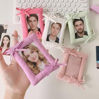 Bowknot Korean Photocard Holder with Keychain Cute Kpop Idol Photo Sleeve Bag Pendant Star Chasing Card Frame Protector
