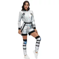 HN8 Adults Astronaut Costumes Silver Spaceman Cosplay Costumes For Women Men Halloween Space Suits Dress up Carnival Astrona8âŠGf
