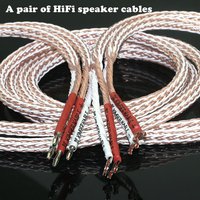 A Pair of Jinbao Kable 12TC Oxygen Free Copper HiFi Speaker Cables, 24 Core Braided Audio Amplifier Connection Cables