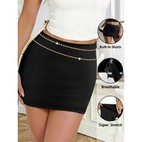 Ultra-Stretchy No-Roll Bodycon Skirt, Form-Fitting Mini Skirt, Anti-Slip Waistband Design