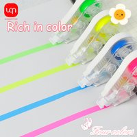 WQN-4PCS 5mm x 6m Fluorescent Corrective Tape Multicolor Label Sticker Overlay Error Correction Tape for School Office Statione