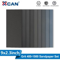 XCAN 12pcs Wet/Dry Sandpaper Set 400 600 800 1000 1200 1500 Grit Polishing Sanding Paper for Car Metal Plastic Abrasive Tools