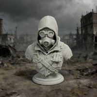 Post-Apocalyptic Gas Mask Bust Figurine Ornament Gothic Wasteland Style Statue Dark Aesthetic Decor for Home Desktop Shelf Gifts