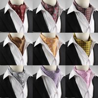New Design Men's Ascot Scarf Necktie Fashion Paisley Dot Red Yellow Grey Cravat Business Meeting Gentleman Collar Accessory Gift